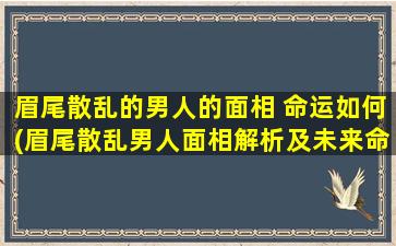 眉尾散乱的男人的面相 命运如何(眉尾散乱男人面相解析及未来命运预测)